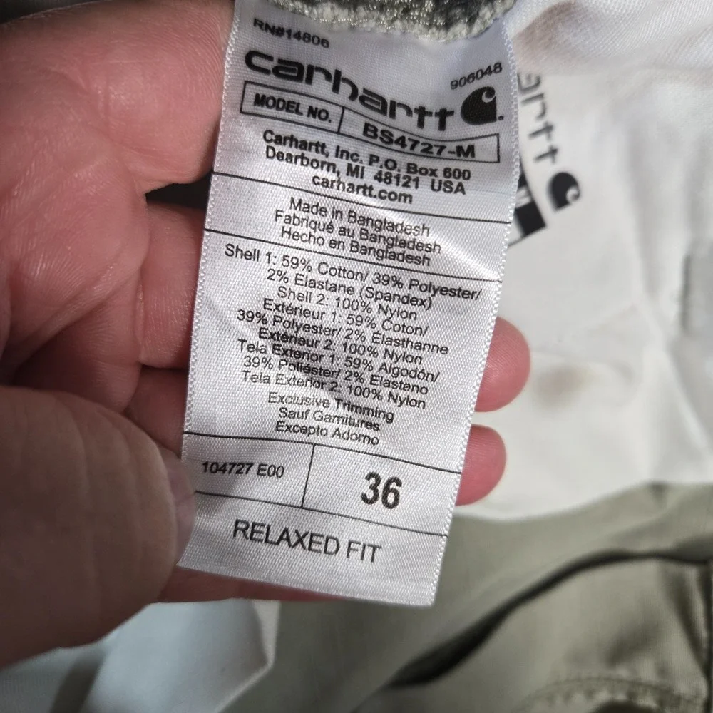 Carhartt Shorts Mens 36 Rugged Flex Relaxed Fit Ripstop Cargo light Gray NEW